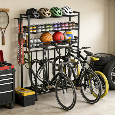 Latitude Run® Black Freestanding Bike Rack & Garage Storage
